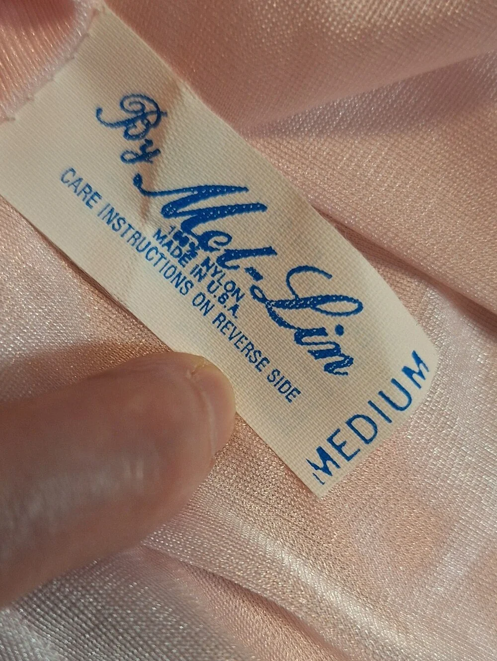 Vintage Mel-Lin 100% Nylon USA Silky Pink Half Slip with Lace Trim Precious